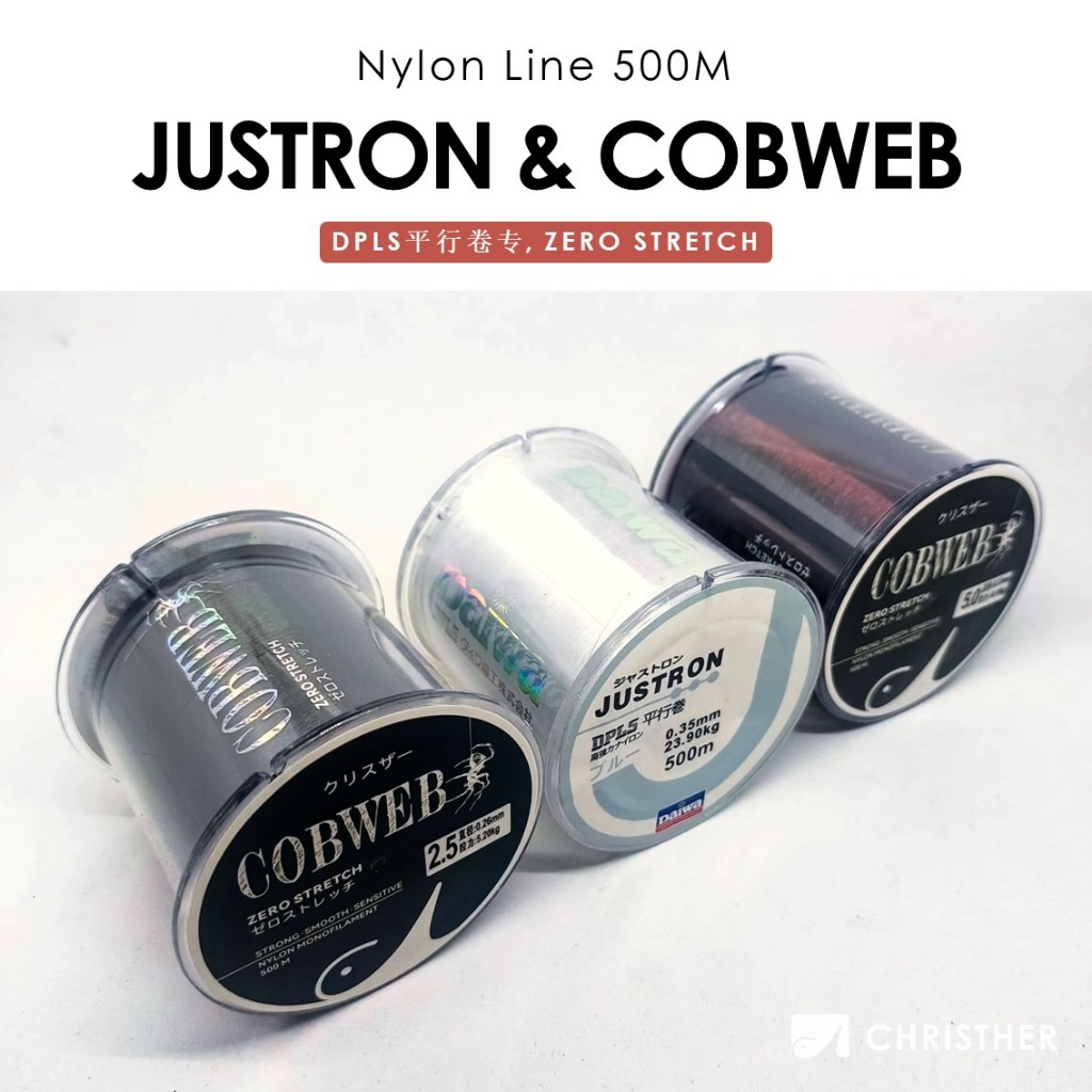 Jual Senar Nylon DAIWA JUSTRON dan COBWEB Zero Stretch 500M / Senar ...