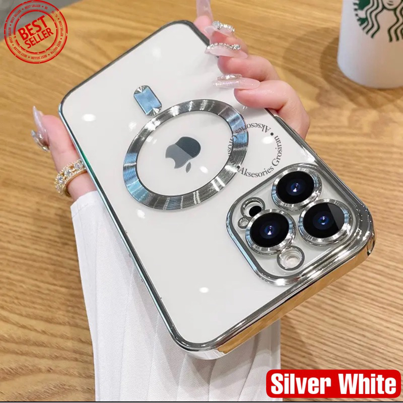 GROSIR [SQUARE EDGE] PREMIUM CASE ELECTROPLATING METALIC MAGSAFE IPHONE 11  12 13 14 15 16 PRO MAX PLUS LENS GUARD PROTECTOR FULL COVER