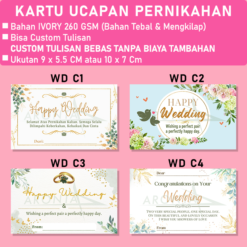 Jual Kartu Ucapan Pernikahan - Happy Wedding Card - Selamat Menikah ...