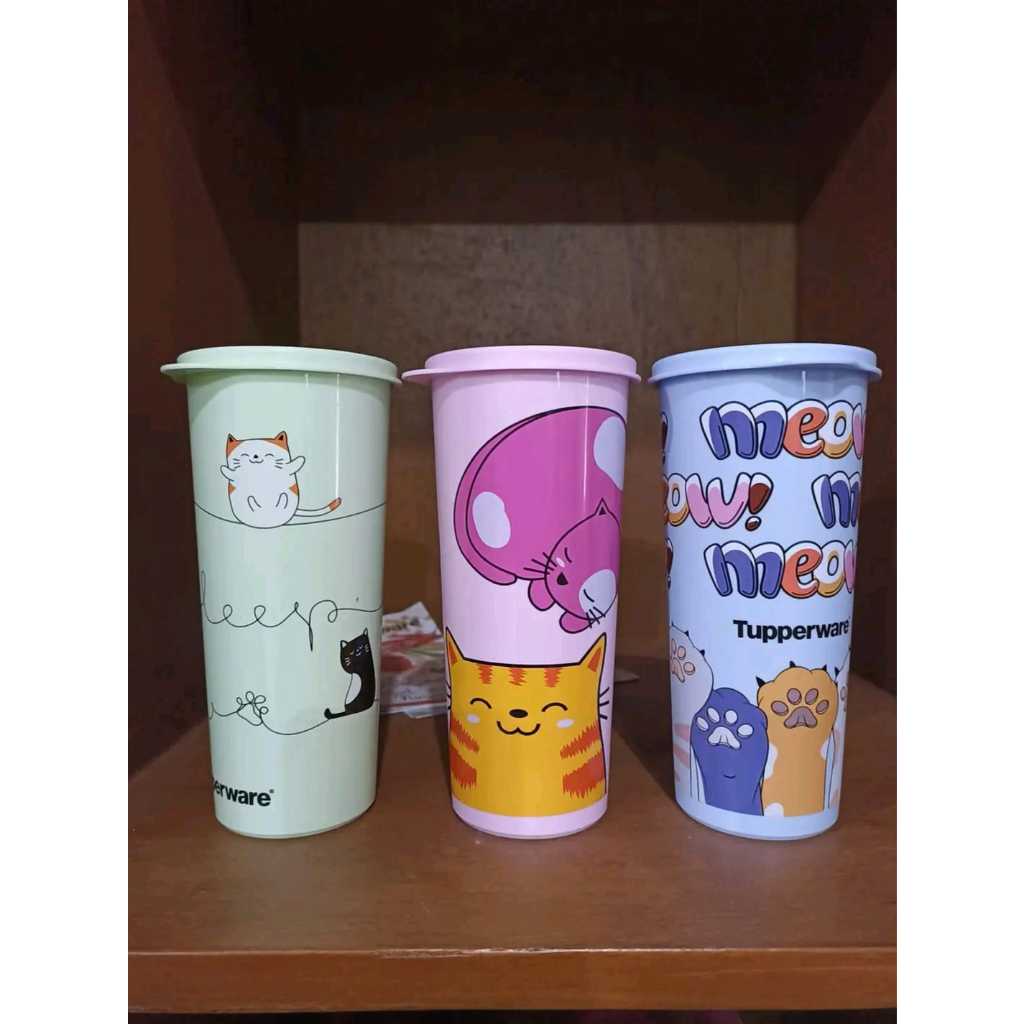 Jual Tupperware cat tumbler kapasitas 470 ml tutup flip dan bulat gelas ...