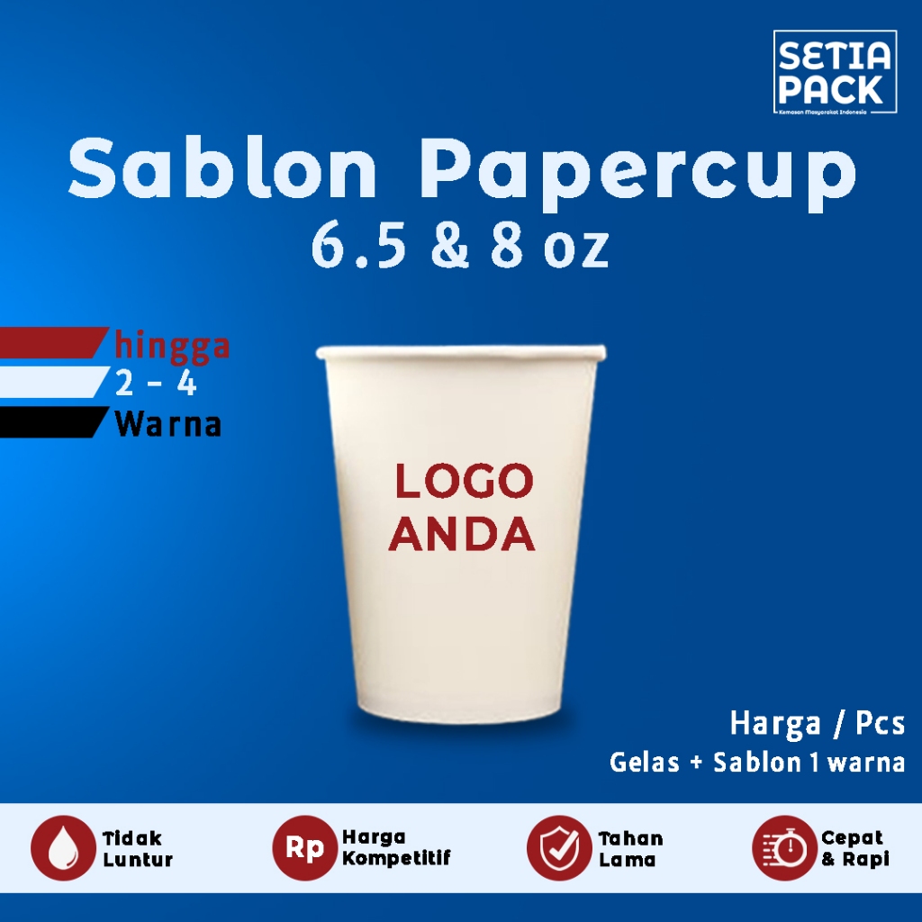 Jual Sablon Paper Cup 6.5 oz / 8 oz + Tutup Tebal | Shopee Indonesia