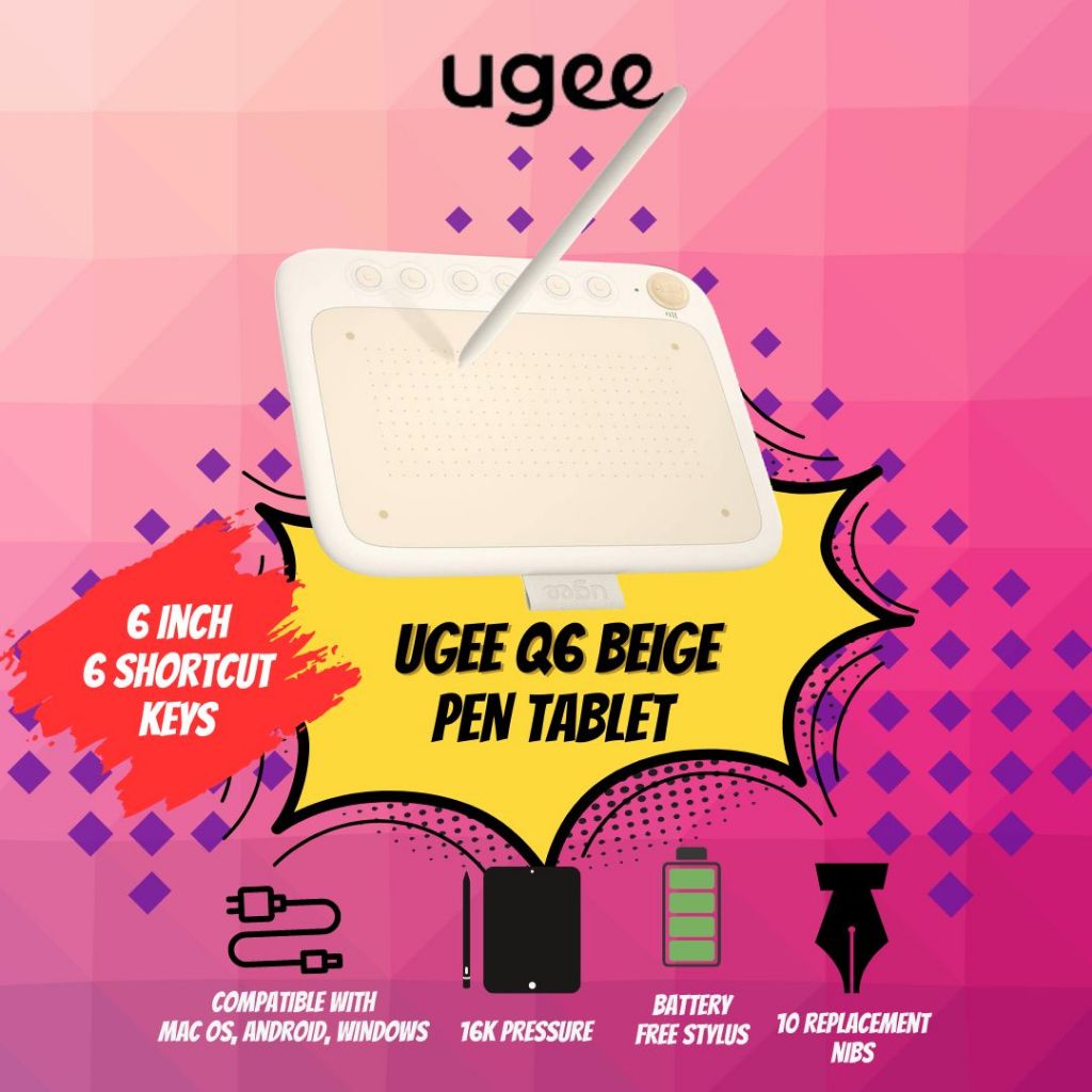 Jual UGEE Pen Tablet Q6 Series Beidge | Shopee Indonesia