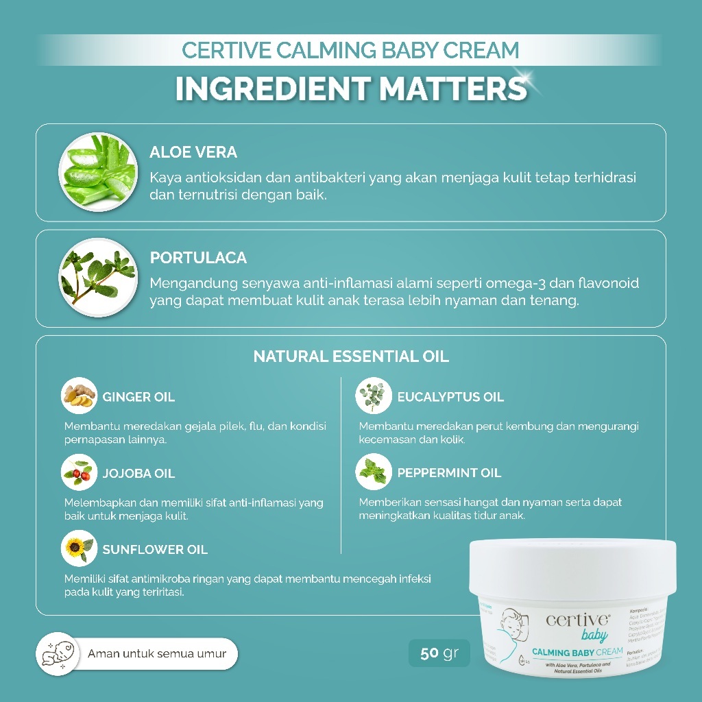 Jual CERTIVE CALMING BABY CREAM 50gr | KRIM PENGHANGAT DAN PEREDA KOLIK ...