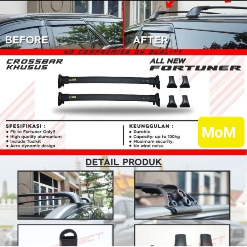 Jual Cross bar crossbar otorack khusus All New Fortuner 2016 2024 Otoproject Shopee Indonesia