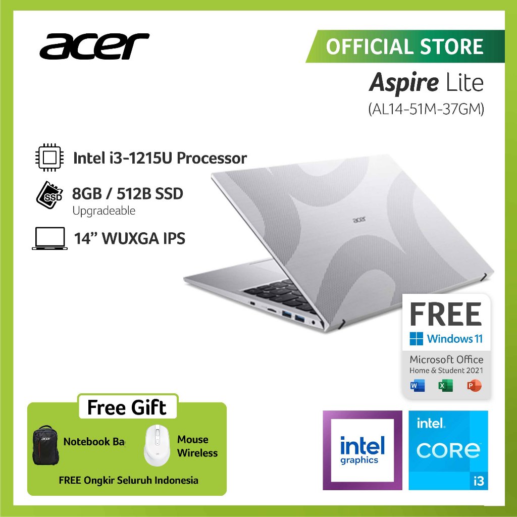 Wireless mouse for Acer Aspire Lite AL14-51M-3GM laptop