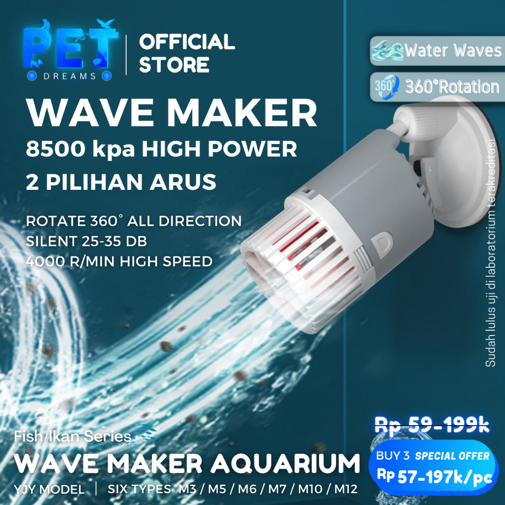 Jual Wave Maker Aquarium Mesin Pembuat Gelombang Arus Ombak Air Pompa Wavemaker Mini Kecil Besar