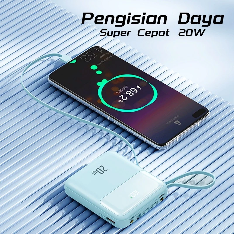 DX269 Mini size Powerbank 20W with 4 cable fast charging LED Display 10000mAh
