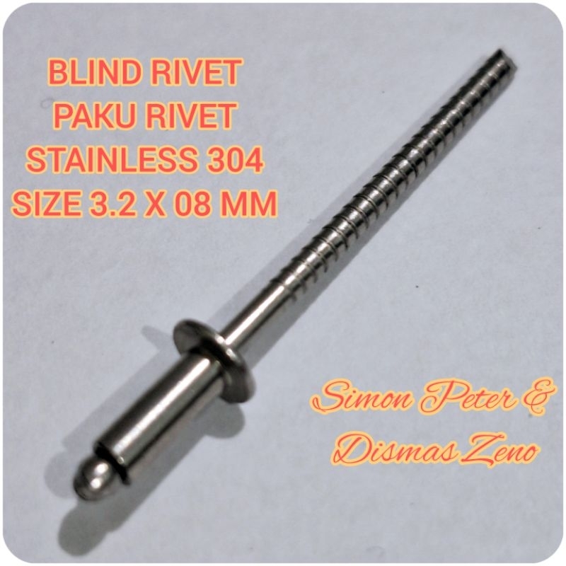 Jual Paku Rivet Blind Rivet Stainless Steel 304 ukuran 3,2mm x 08mm 3.2 ...