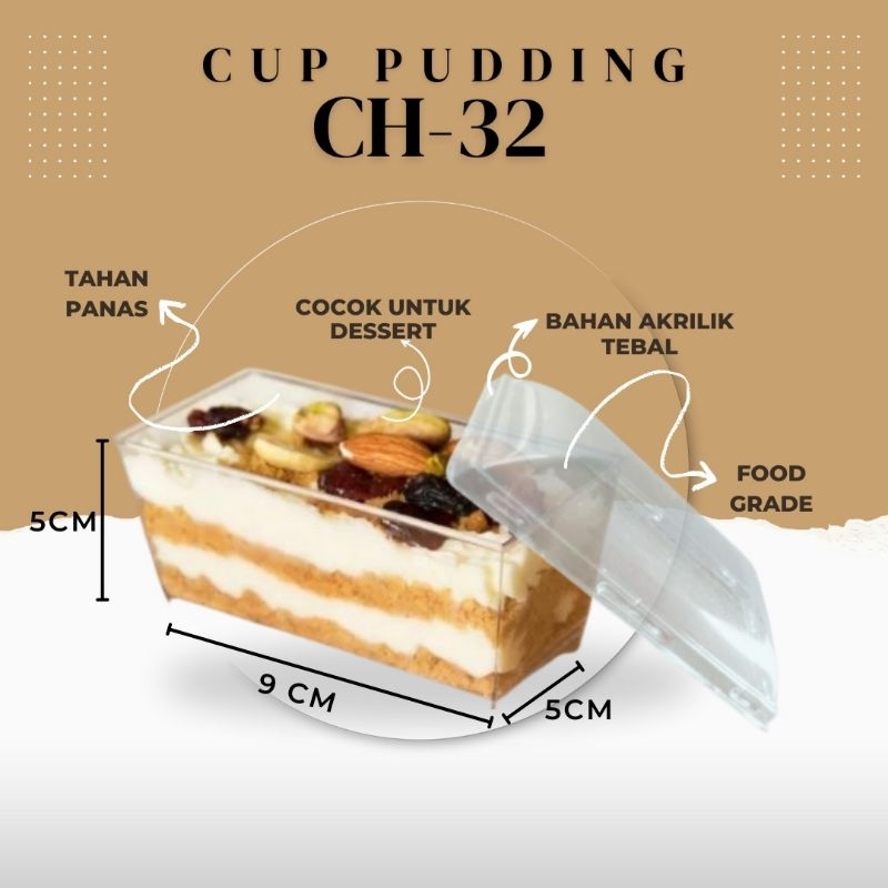 Jual CUP PUDDING PREMIUM SET PERSEGI PANJANG140ML CH-32 10PCS[20 ...