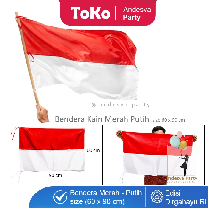 Jual [60x90cm] Bendera Merah Putih indonesia / Bendera Kain Merah Putih ...