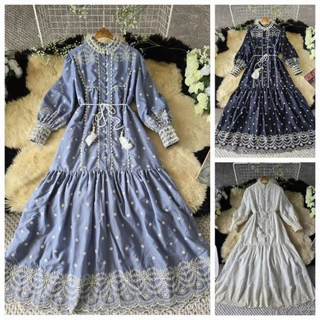 レアアイテム】Eyelet 珍しい Lace Balloon Sleeve Dress