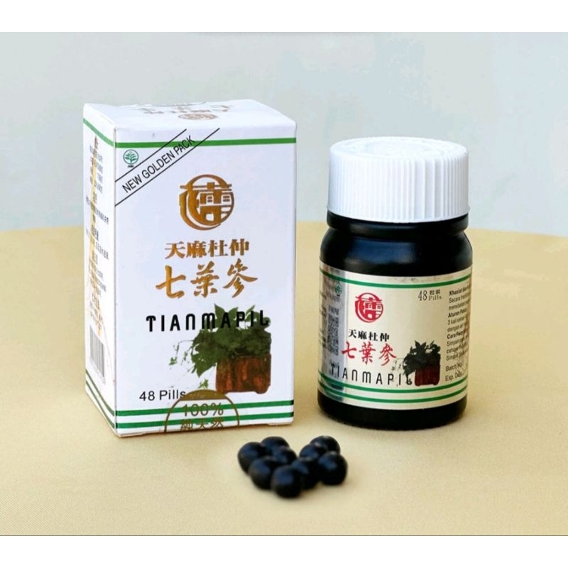 Seven Leaves Tian Ma Tu Zhong Qi Ye Sen Tian Ma Pil 48 pil untuk gejala rematik pegal linu nyeri otot memar bengkak terpukul dan melancarkan peredaran darah