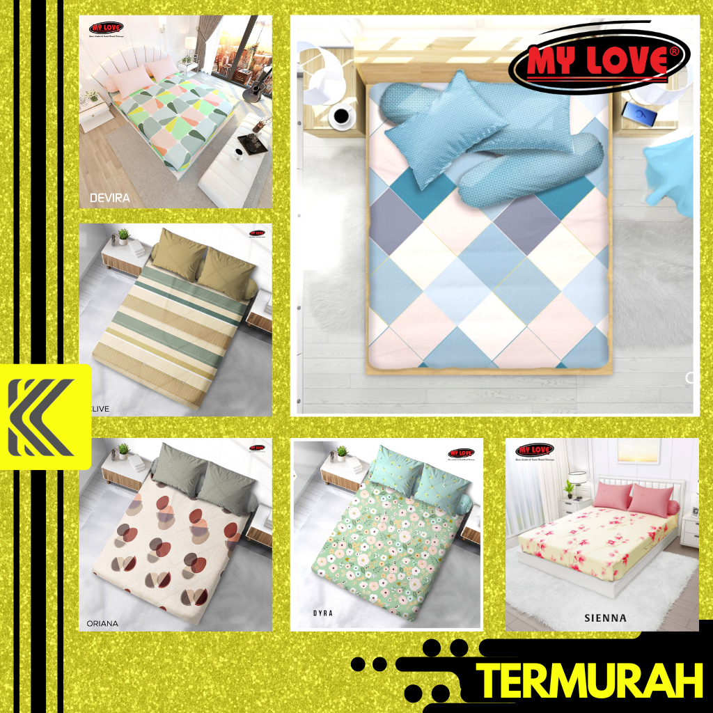 Sprei My Love Motif Terbaru 160X200 180X200 120X200 King Queen Single NO 1 2 3 M