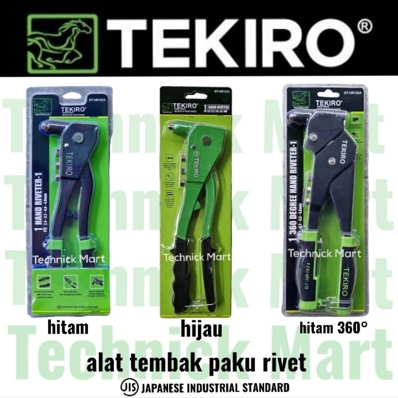 Jual TEKIRO tang rivet hitam hijau hitam 360° bisa untuk paku rivet 2.4 ...