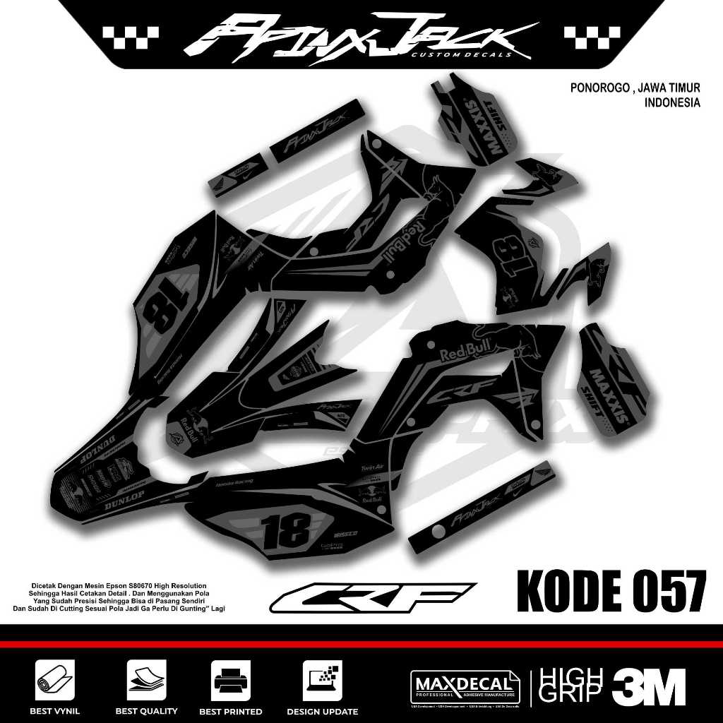 Jual DECAL CRF 150 HITAM KODE 057 / STICKER CRF 150 SUPERMOTO / ENDURO ...