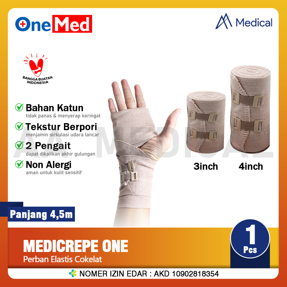 Jual ONEMED Medicrepe One High Elastic Bandage Perban Elastis Cokelat 3 ...