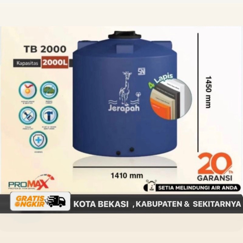 Jual Tandon Air / Toren Ar / Tangki Air Jerapah Promax 2000 Liter ...