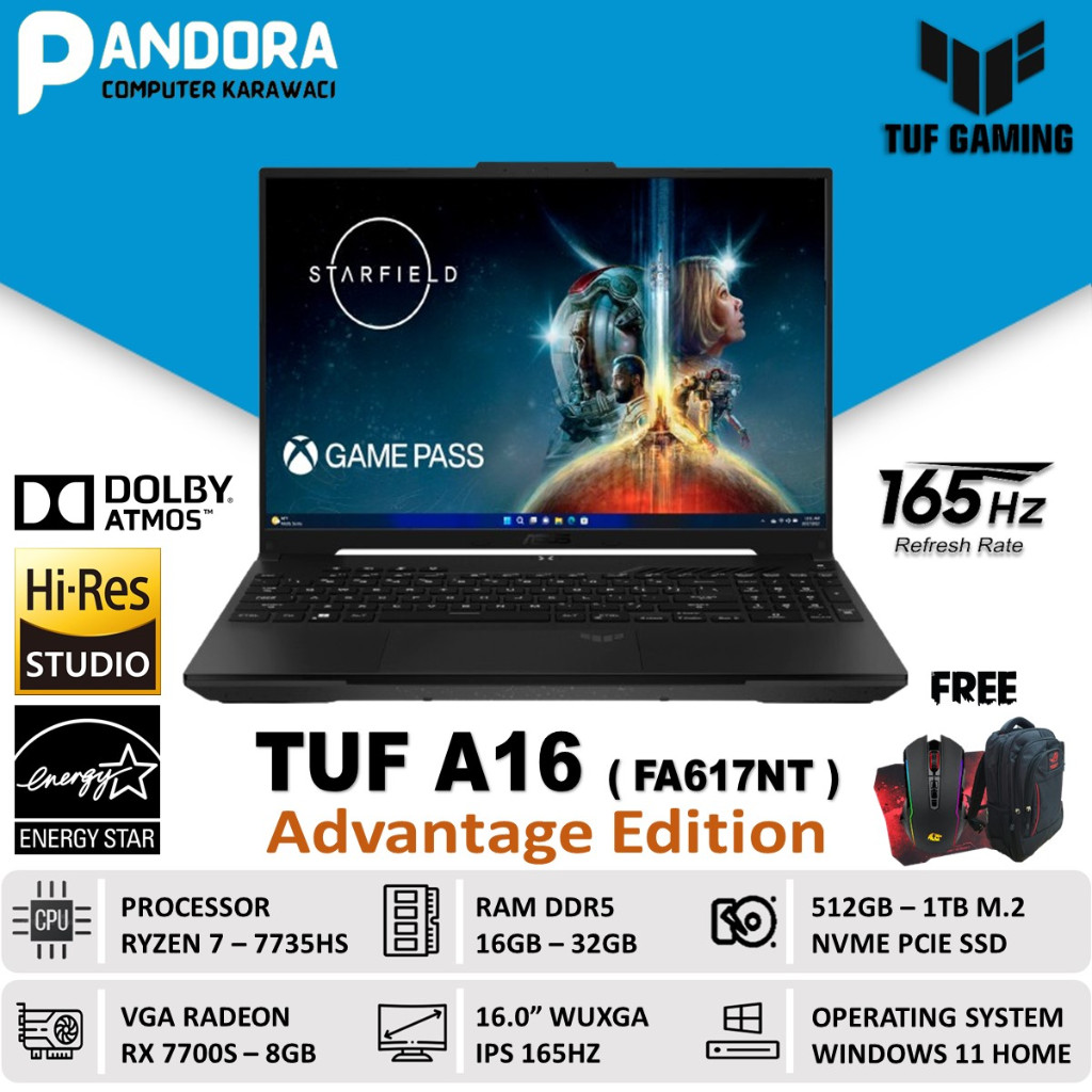 Laptop Asus TUF Gaming A16 Advantage Edition Ryzen 32GB 512GB RX 7700  165Hz