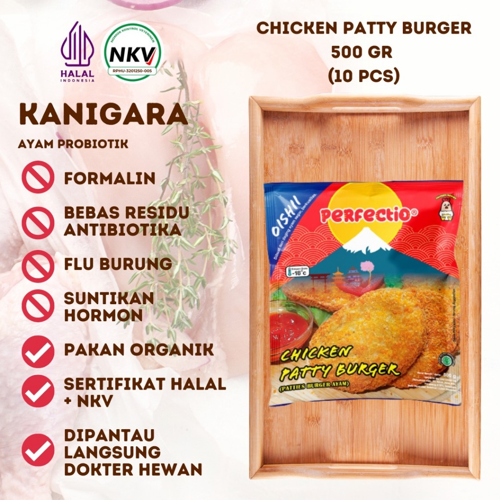 Jual PERFECTIO FROZEN FOOD CHICKEN PATTY BURGER DAGING AYAM BURGER 500 ...