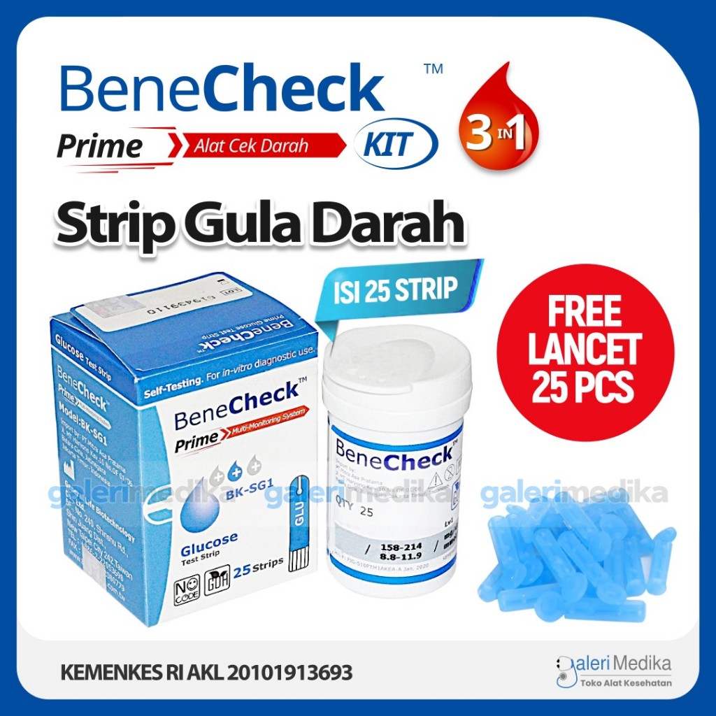 Jual Benecheck Prime Strip Glukosa / Benecheck Prime Strip Gula Darah ...