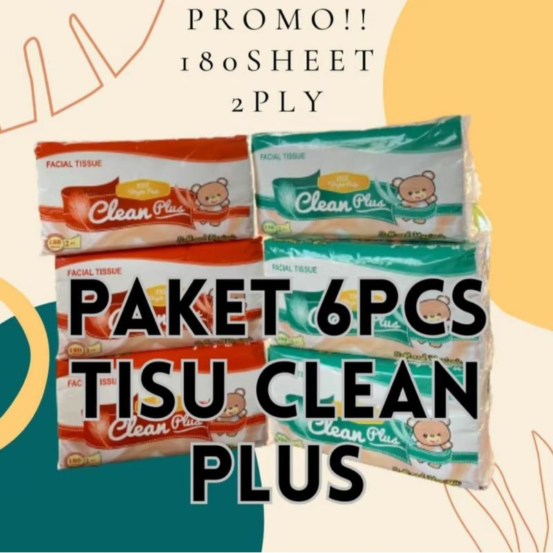 Jual Tissue clean plus 180 sheet paket 6 pcs | Shopee Indonesia