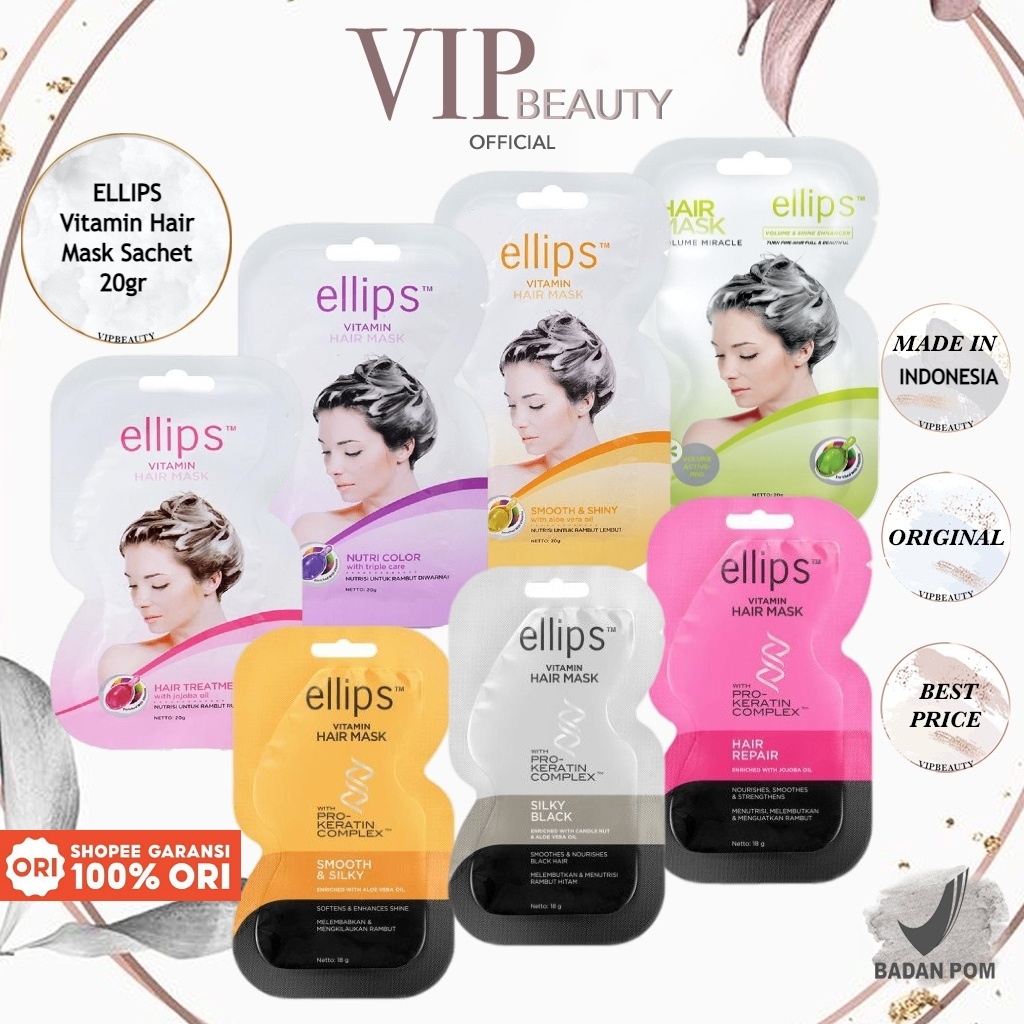 Jual ELLIPS Vitamin Hair Mask Sachet 20gr | With Pro Keratin Sachet ...
