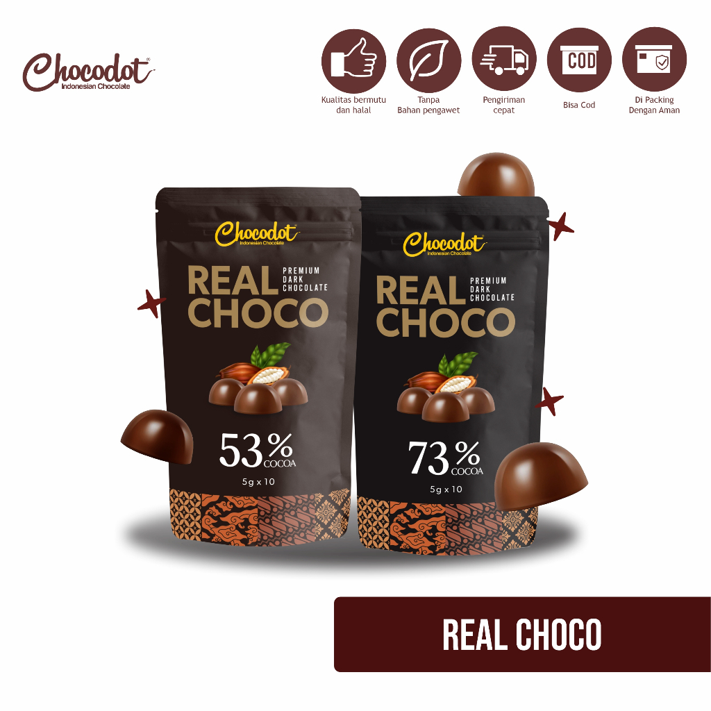 Jual New Product Coklat Chocodot Real Choco Premium Dark Chocolate 73% ...