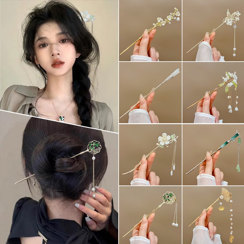 Jual Jepit Rambut Rumbai Cina Tusuk Konde Rambut Hair Stick Leaf Tusuk ...