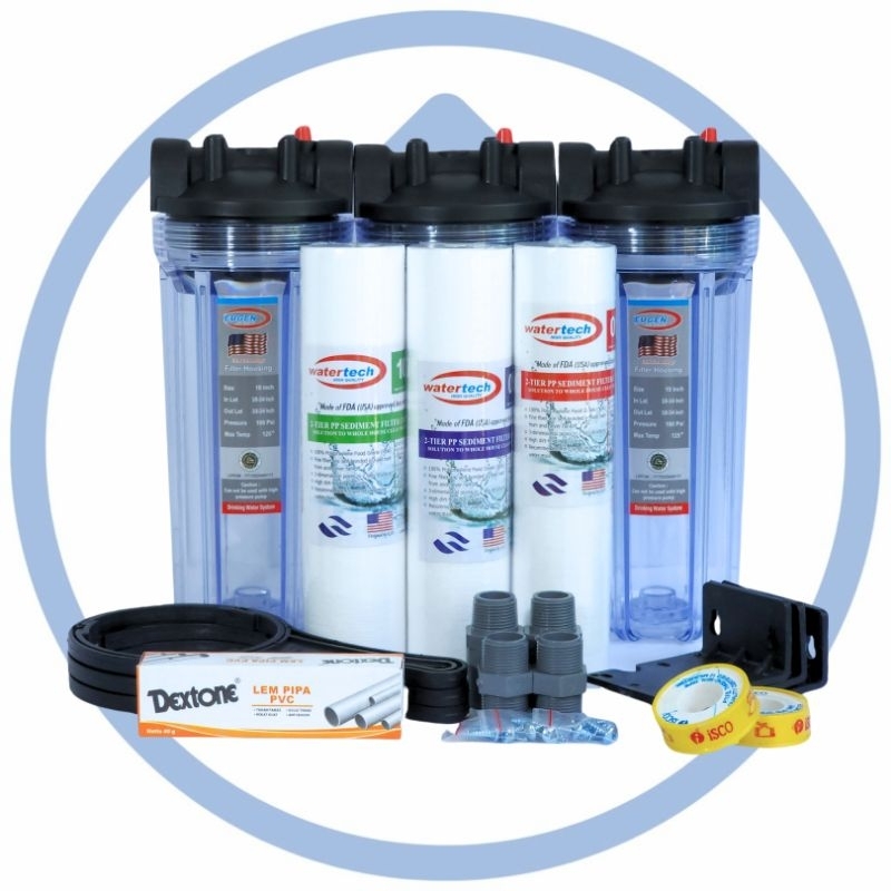 Jual Paket Filter Air Kotor 3 tahap EUGEN CLEAR 10 inch / Filter Air ...