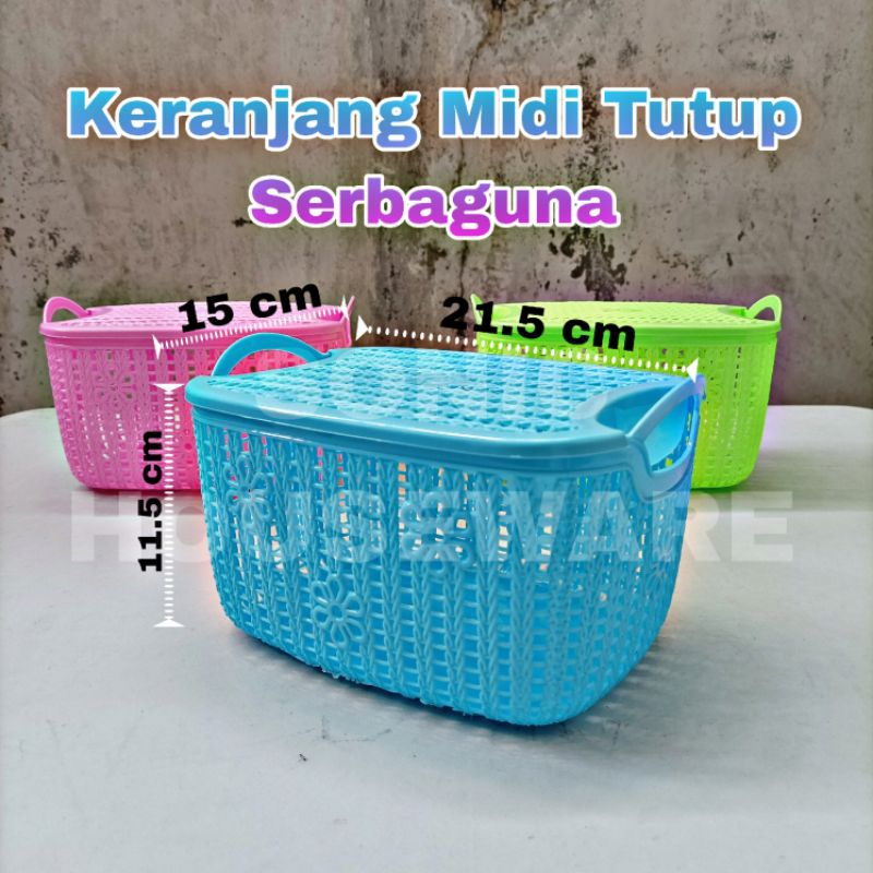 Jual Keranjang Mini Tempat Wadah Penyimpanan TUTUP Mini Kecil Segi ...