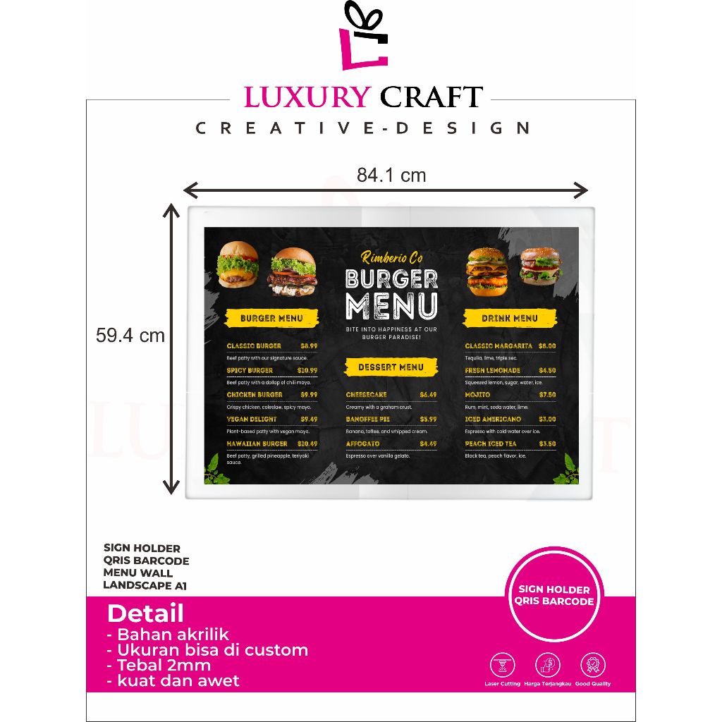 Jual Akrilik Tempat Brosur Tempel Sign Holder Qris Barcode Menu Wall ...