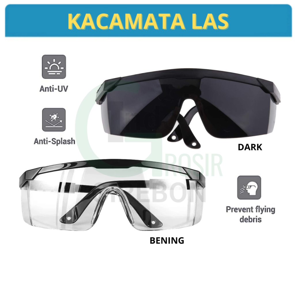 Jual Kacamata Las Kotak Putih Hitam Safety Glasess Welding Dark Black ...