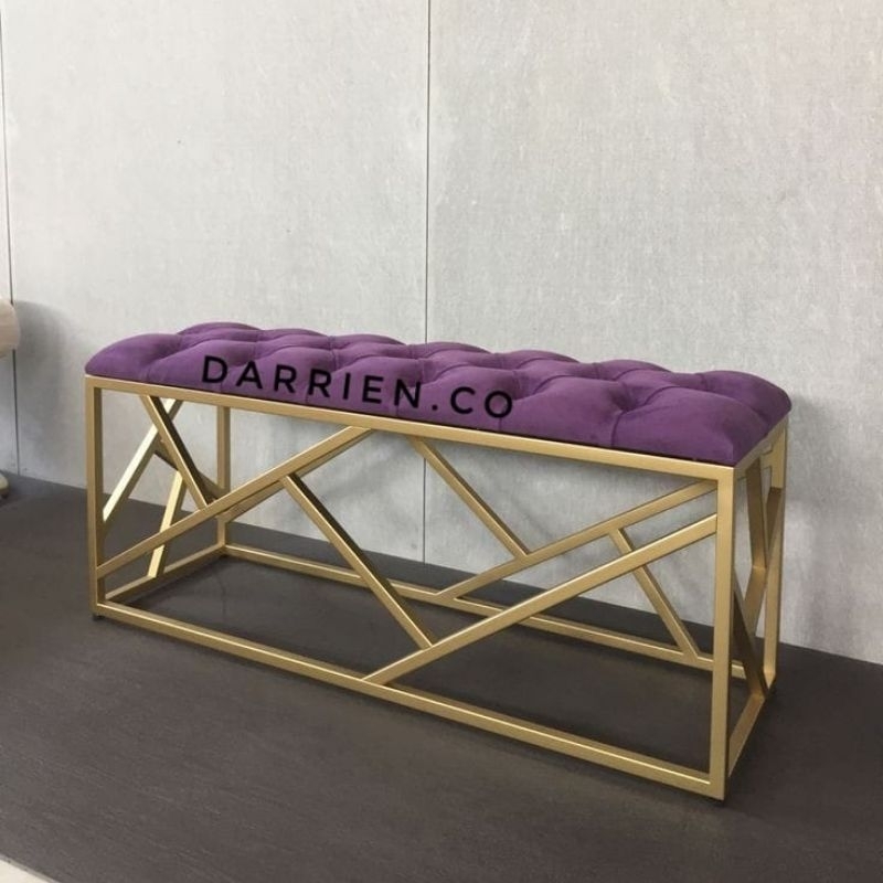 Jual Bench Minimalis Rangka Besi GOLD Bangku Bludru | Shopee Indonesia