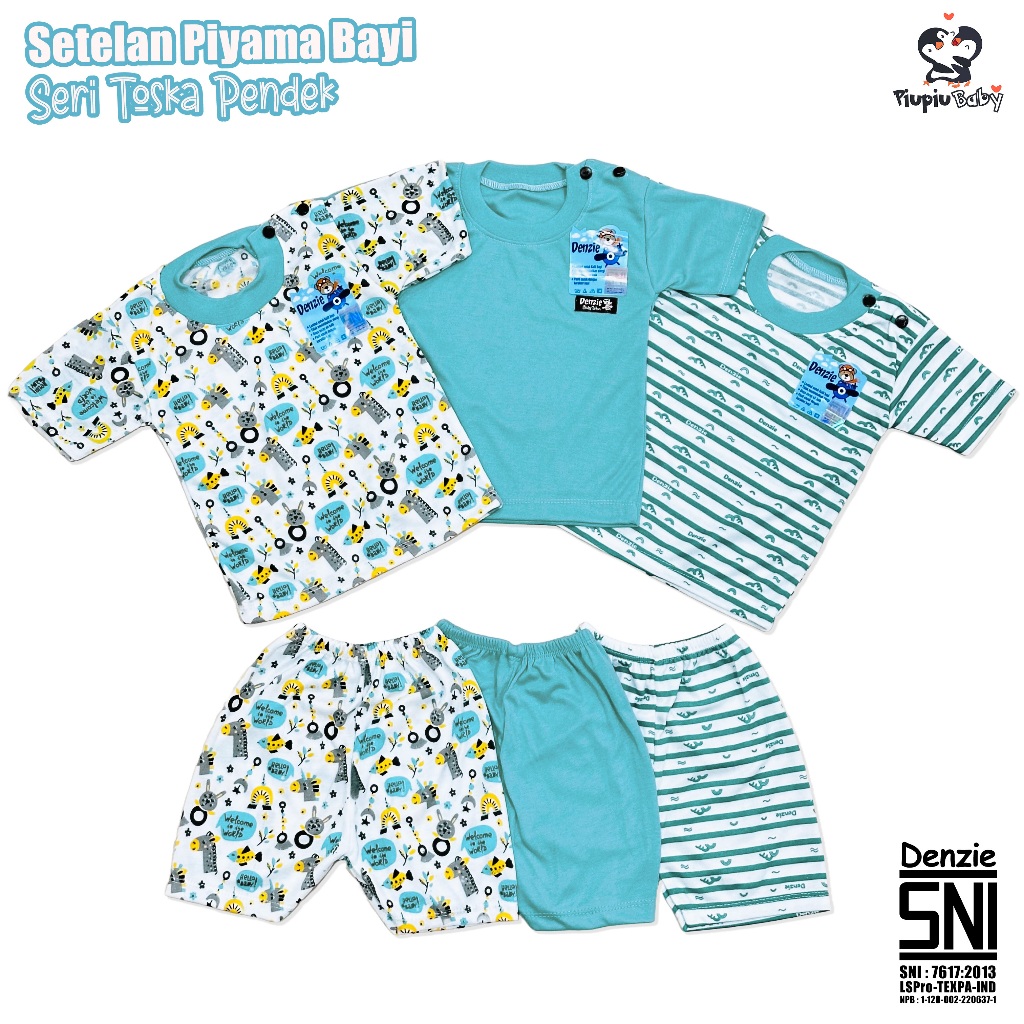 Jual Top 1 DENZIE - 3 Set Baju Bayi Seri Toska Pendek Kancing Bahu Usia ...