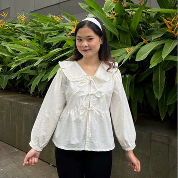 Tasa.Id Atasan Wanita Coquette Tangan Panjang Blouse Korea Ribbon Top Y2k Baju Tali