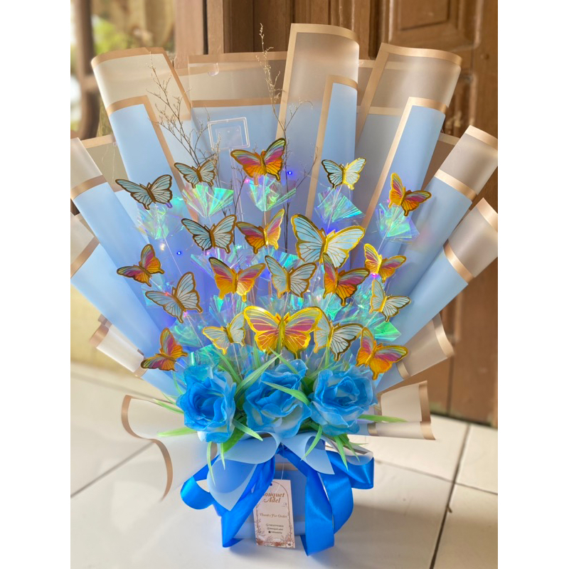 Jual (FREE LED) Buket kupu kupu led termurah besar / bouquet butterfly ...