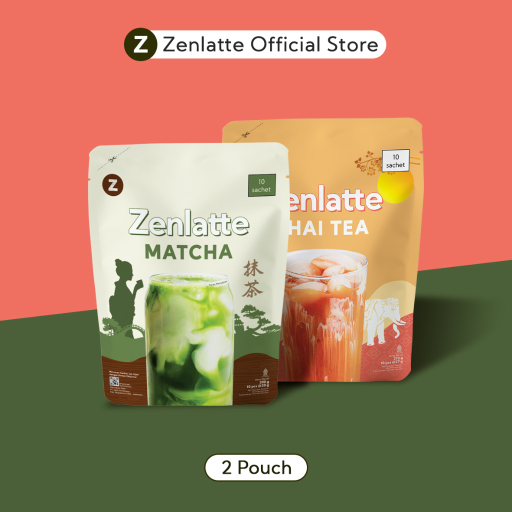 Jual Bundling - Zenlatte Matcha Pouch & Thai Tea Pouch | Shopee Indonesia