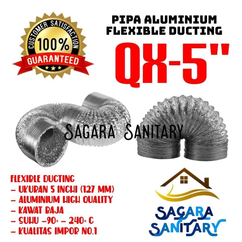 Jual pipa cooker hood 5 in 127 mm modena rinai / flexible ducting 5 ...