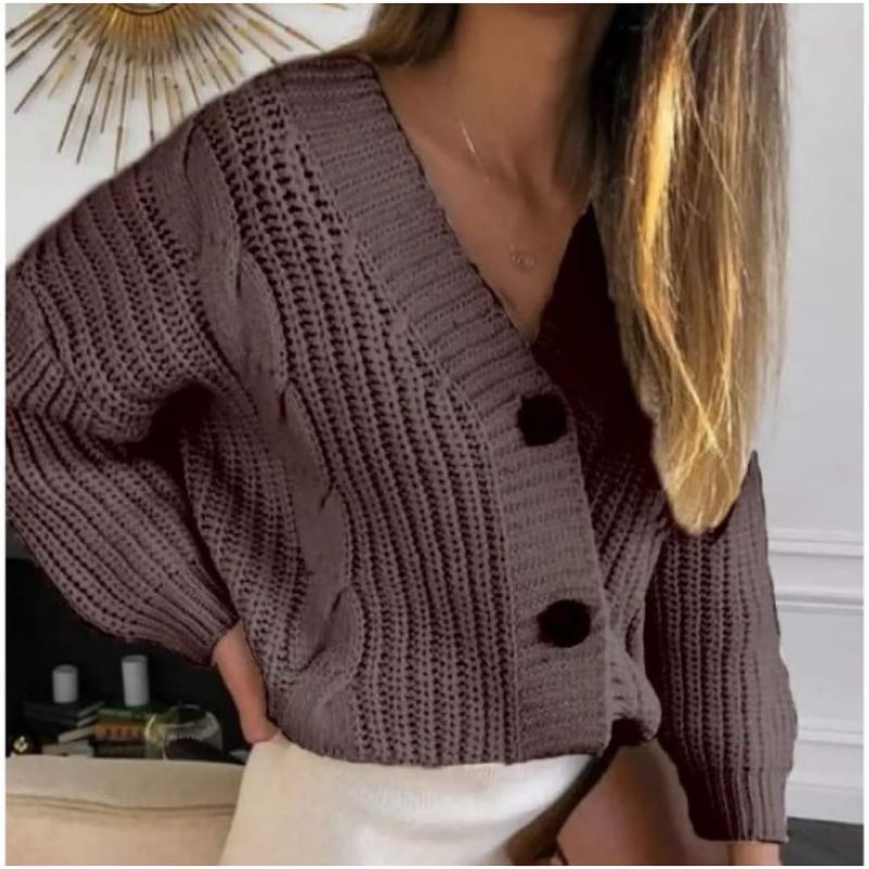 Jual CARDIGAN CROP KANCING 3 CABLE RAJUT WANITA/RAJUT PREMIUM | Shopee ...