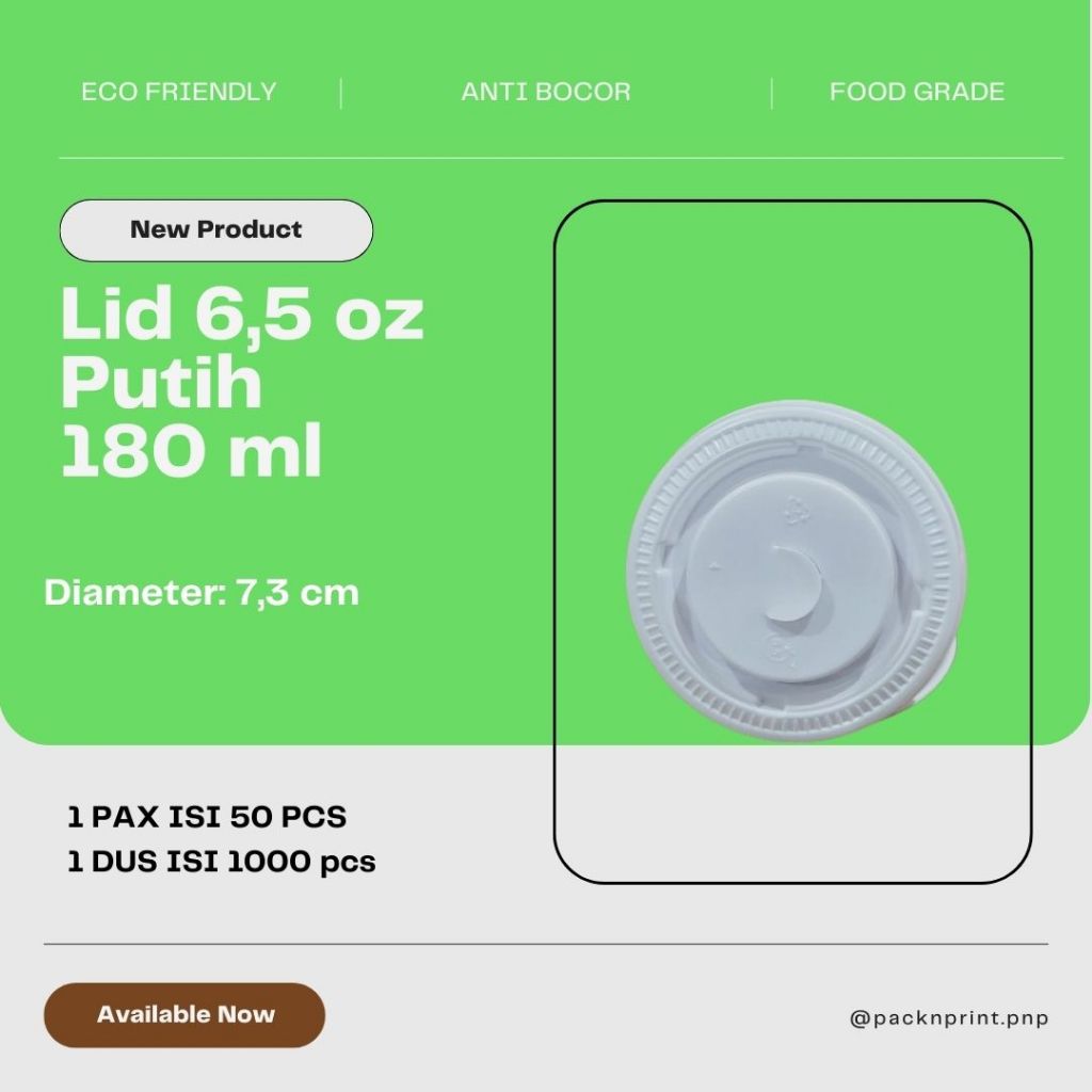 Jual Lid Paper Hot Cup Tutup Gelas Kertas 6,5 oz Putih isi 50 pcs ...