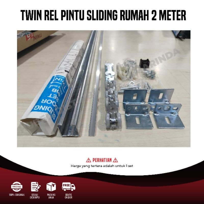 Jual HAMPTON Rel Pintu Kayu Roda Gantung Nylon Nilon Sliding Geser Besi ...