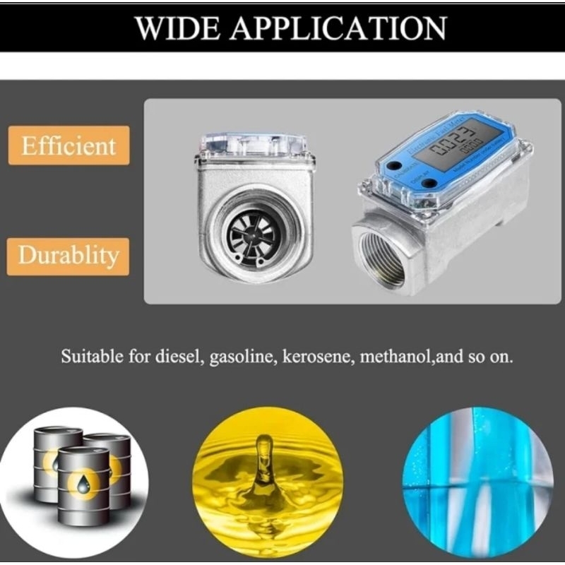 Jual Digital Flowmeter Turbine Flow Meter 1 Inch LCD Alat Ukur Aliran ...
