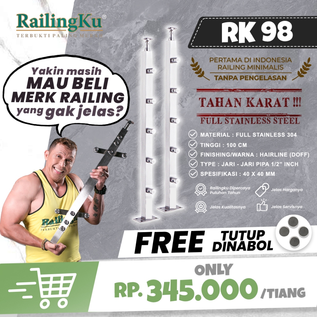 Jual Railing Tangga Stainless Milenials Desain Tiang Railingku RK 98 ...