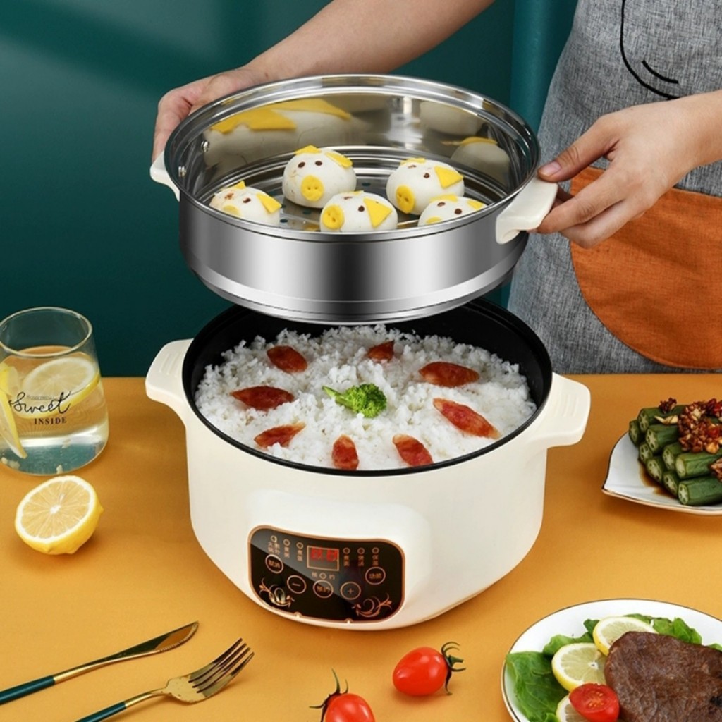 Panci Listrik serbaguna otomatis 3,2L/Smart timer pan 26 cm