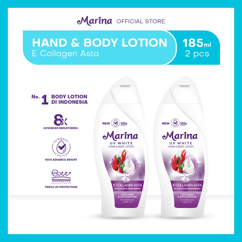 Jual Marina E Collagen UV White Asta Hand and Body Lotion [185 mL/2 pcs