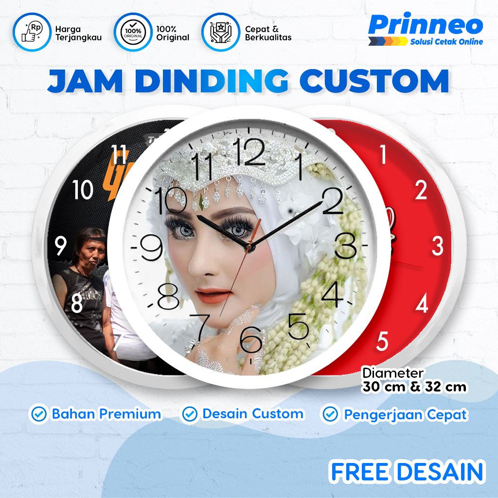 Jual JAM DINDING CUSTOM, BISA PAKAI FOTO, LOGO, NAMA, GAMBAR, DESAIN ...