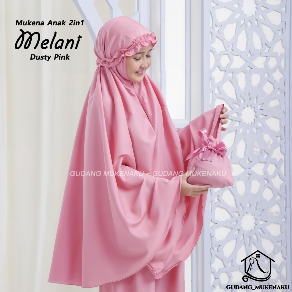 MUKENA ANAK TANGGUNG MELANI BAHAN KATUN MIKRO PREMIUM FREE TAS PITA BY GUDANG MUKENAKU
