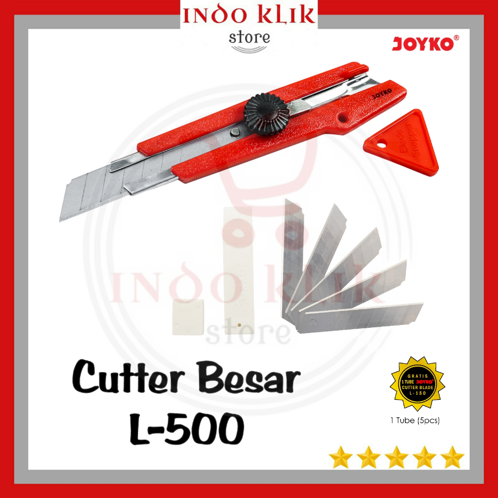 Jual Cutter Joyko L 500 Bonus Isi Cutter Kater L 500 Besar Pisau Kertas Besar Safety Lock 