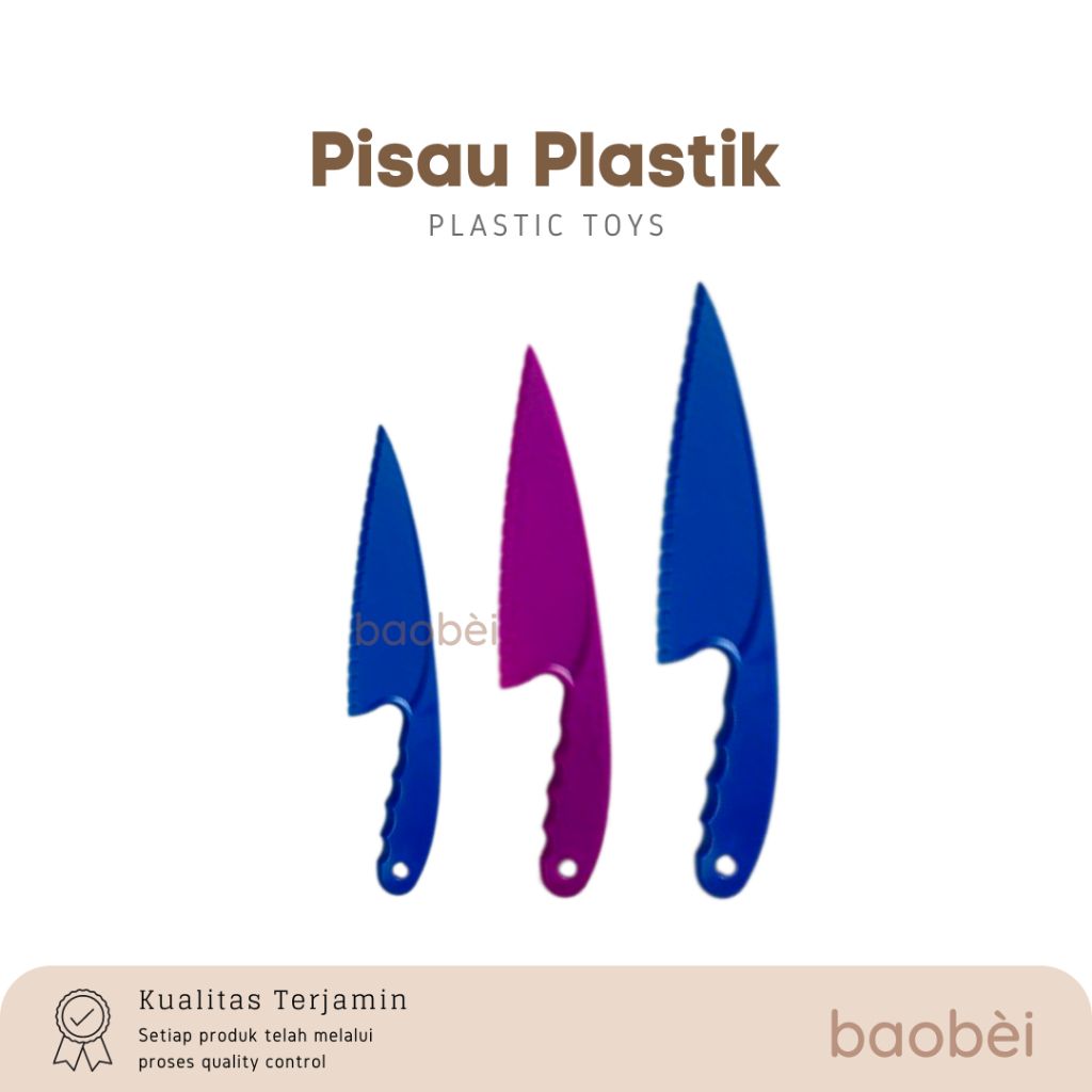 Jual BAOBEI - SET 3PCS PISAU PLASTIK ANAK / PISAU MAINAN SET PLASTIK ...
