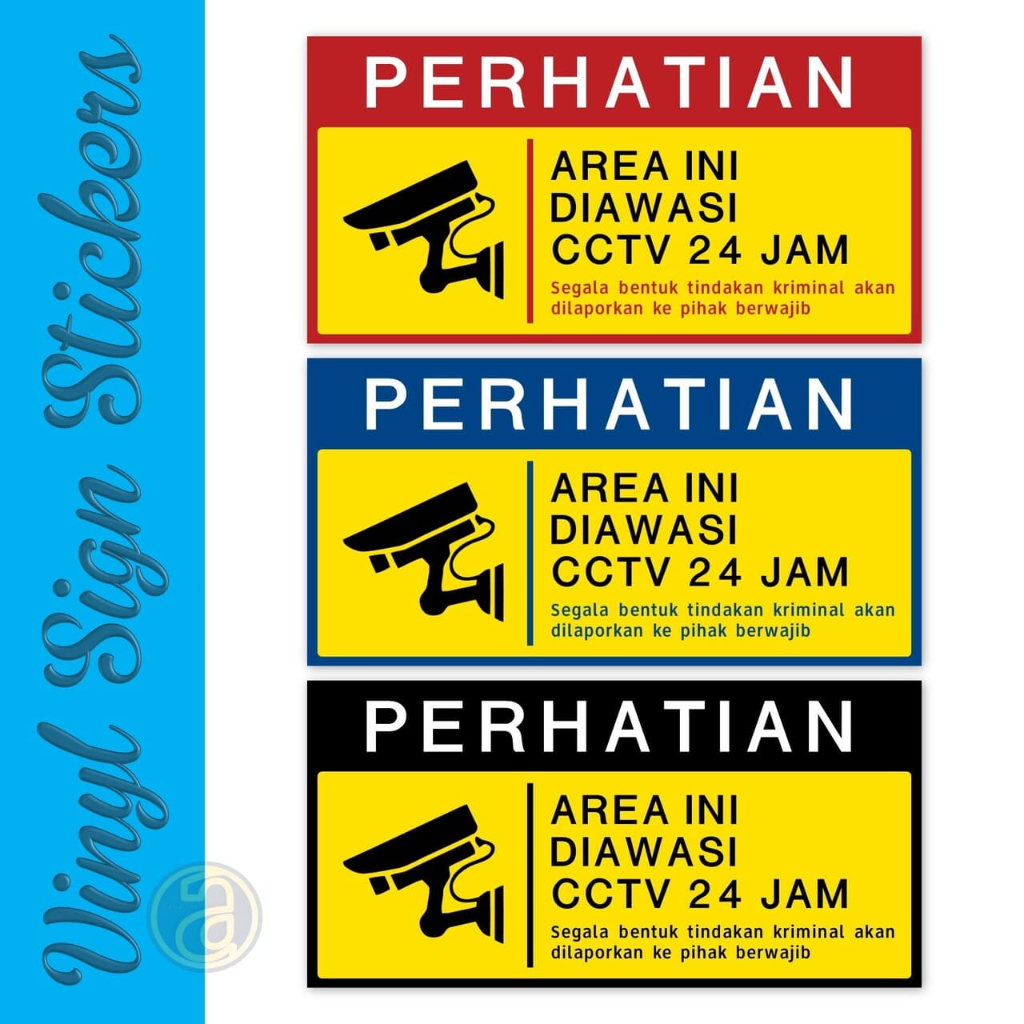 Jual Stiker Perhatian CCTV 24 Jam Peringatan Area Ini Diawasi Kamera ...
